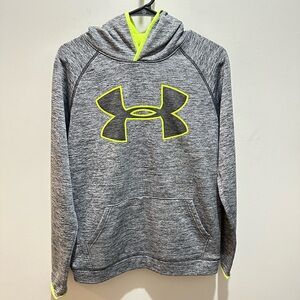 Under Armour Heather Gray Hoodie with Neon Yellow Trim Youth XL